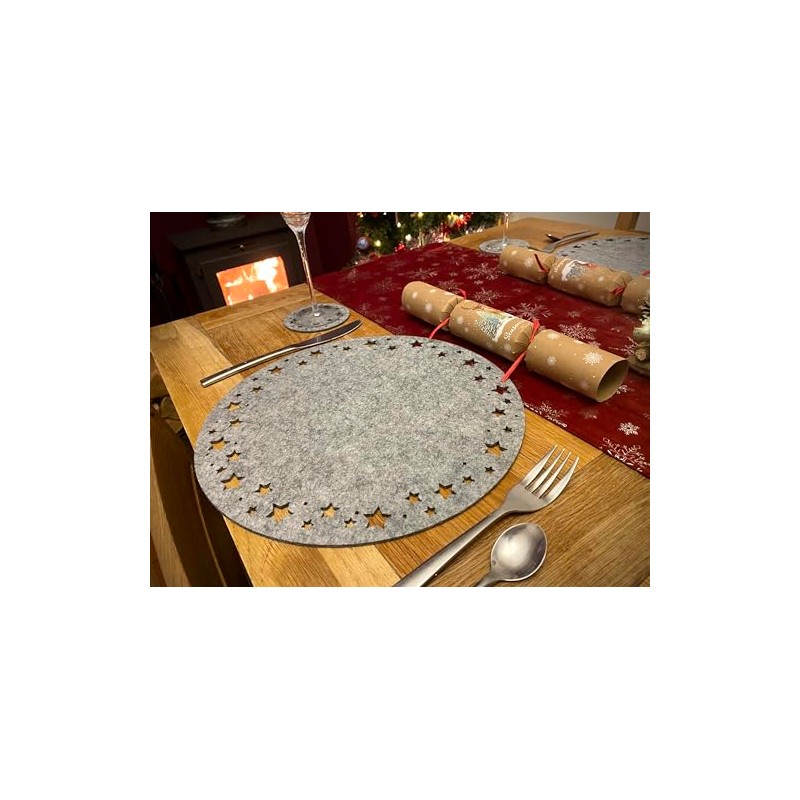 Blue Whale Gifts Nordic Grey Star Christmas Dinner Felt Table