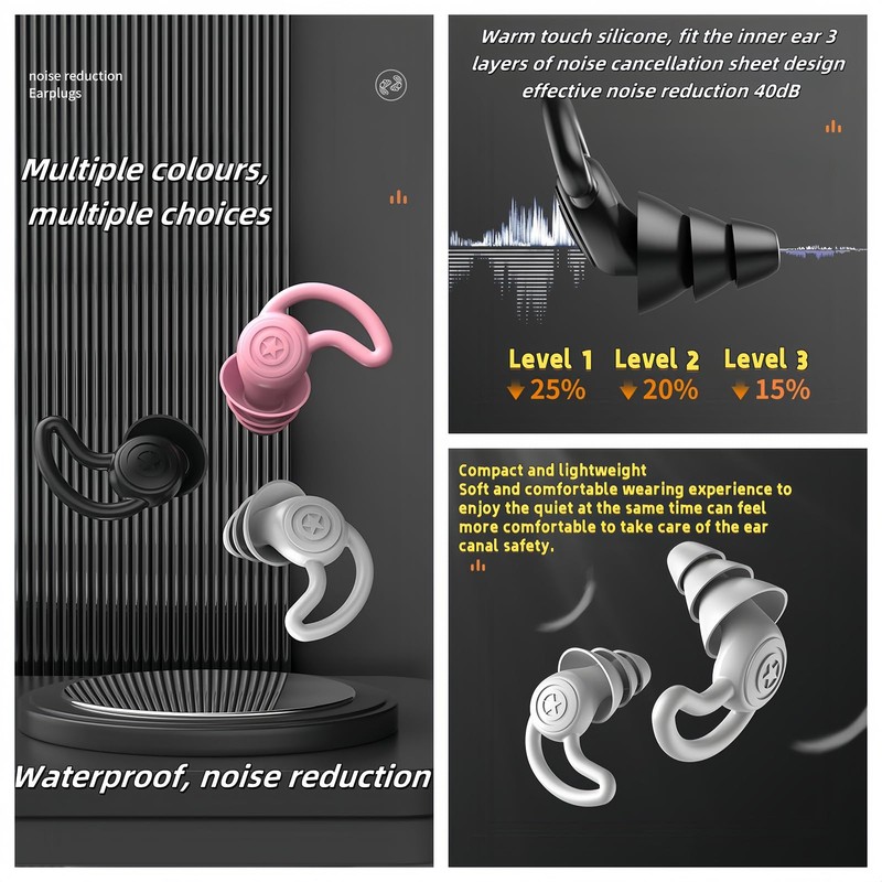 HTWODE Quiet 2 Earplugs, Ultrabcomfortable 40dB Reusable Noise Reducing Earplugs