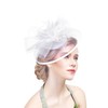 YJZQ Fascinator Hats Bridal Hat Feathers Veil Mesh Headband Hair
