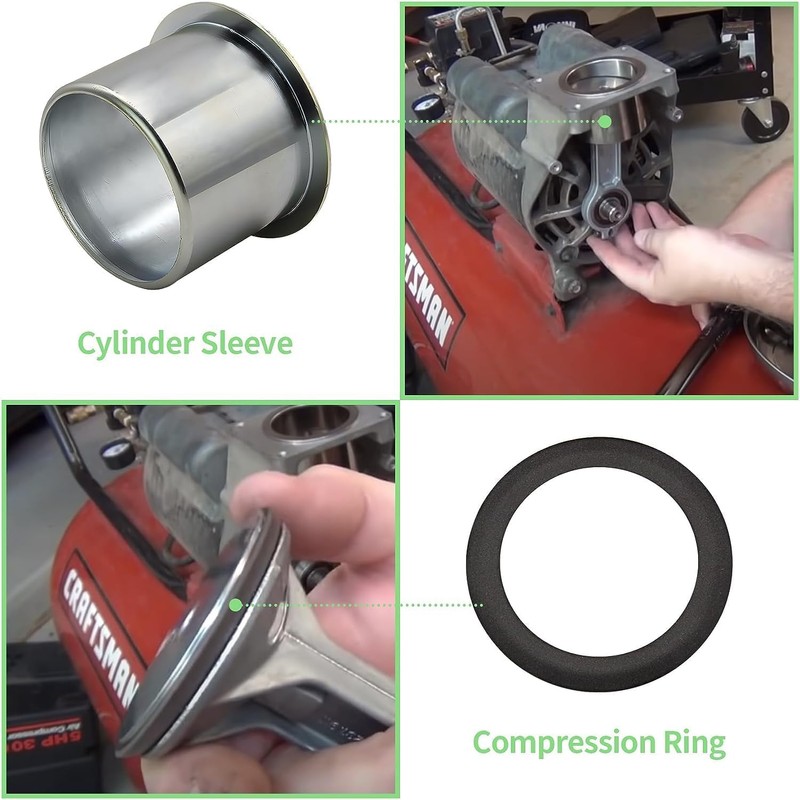 Thaekuns K-0650 Air Compressor Cylinder Sleeve and Compression Ring Kit,
