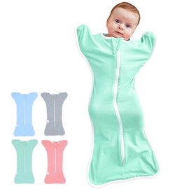 HINATAA Baby Swaddling Bag 0-3 Months / 3-6 Months, Baby Sleeping Bag Newborn Organic Cotton, Baby Swaddle All Year, Baby Swaddle Blanket for Boys Girls, Adjustable Swaddling Cloths Baby (Green, 3-6