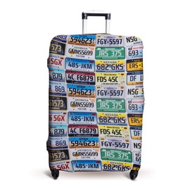 Luggage Cover Suitcase Protector Fits 19-33 Inch TSA Approved Travel Suitcase Cover Washable Dustproof Anti-Scratch (L (26-30 inch), Plates)