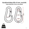 C.P. Sports Carabiner Hook Solid Steel Chrome Plated 80mm x