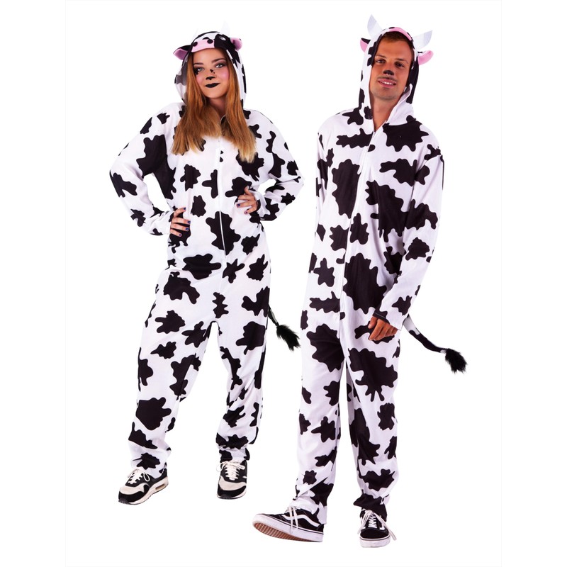 Rubie's Rubies Kuh-Kostüm für Erwachsene, Unisex, Einheitsgröße, weißer Jumpsuit mit