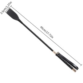FEHEOO Riding Crop for Horse, Black PU Leather Equestrian Horse Whip with Double Slapper, 12/18 Inch, Comfortable Handle, Durable Material, Horse Training Crop (18'')