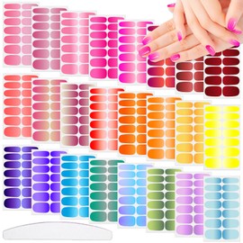 XEAOHESY 24 Sheets Gradient Solid Color Nail Polish Strips, Self-Adhesive Bright Color Nail Polish Stickers, Nail Wraps, Nail Art Accessories