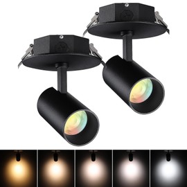 LEONLITE 2-Pack 5CCT LED Ceiling Spotlight with Included Junction Box Black