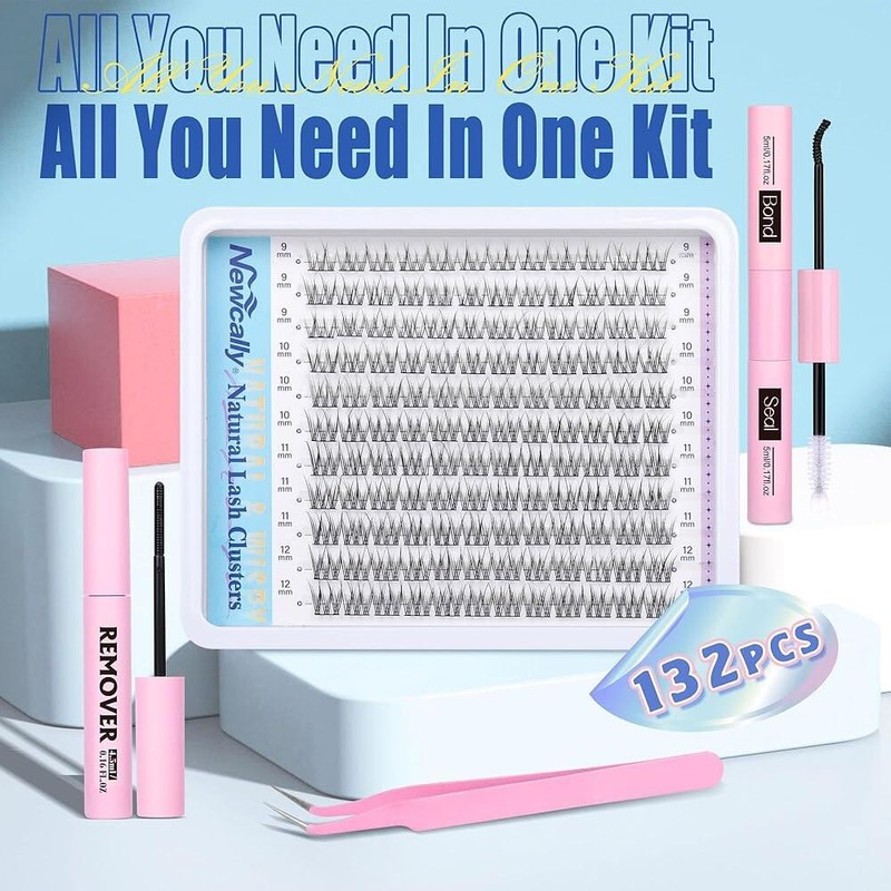 New Cali 내추럴 래쉬 클러스터 키트 DIY 연장 위스피 속눈썹