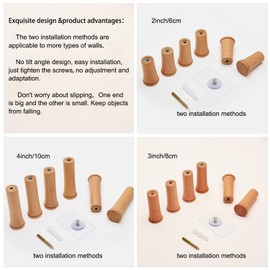 HomeDo 6Pack Wall Hooks Rack, Wooden Coat Hooks Wall Mounted, Entryway Hat Rack, Decorative Hooks Single Organizer Wall Hanger Hat Hook Towel Rack, Heavy Duty Hooks (R3.5-Beech-10cm, 6P)