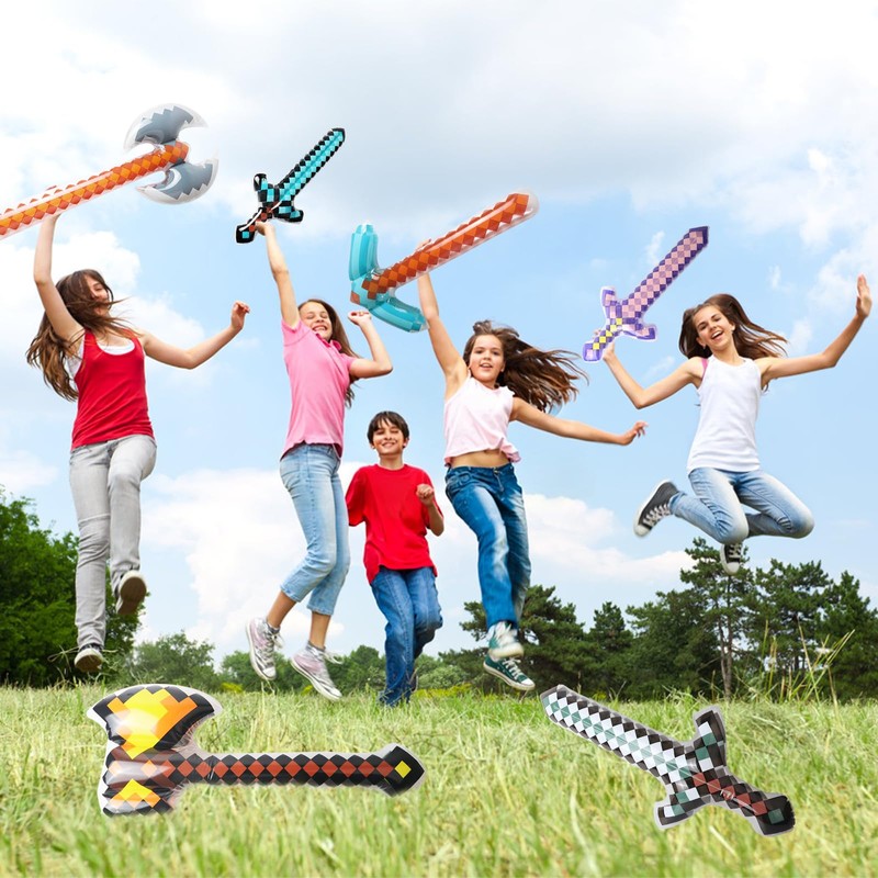 FSAIUIS 10 Pack Jumbo Pixel Inflatable Toys, Assorted Large Blow
