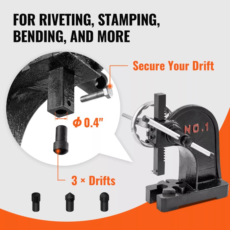 VEVOR Arbor Press 1 Ton Rivet Press Machine with Handwheel