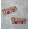 [In-Store Special Discount] Red Beige Christmas Handmade Nail Tips -