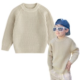 Curipeer Baby Boys Sweater Toddler Long Sleeve Cable Knit Crew Neck Pullover Solid Sweaters