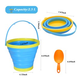 Holady Faltbarer Eimer, Sandeimer und Sandschaufeln, Set für Kinder, Faltbarer Eimer, Mehrzweck-Eimer, für Strand, Campingausrüstung, Wasser- und Futterkrug, Hundenäpfe – 2,5 l