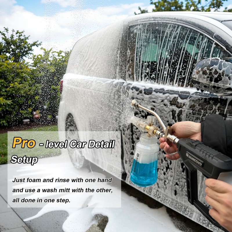 Raincovo Foam Cannon with Short Pressure Washer Gun, Dual Connector
