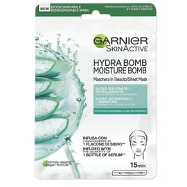 Garnier Skin Active Hydra Bomb Cloth Mask, Super Moisturising and Revitalising Formula for All Leather Types with Hyaluronic Acid and Organic Aloe Vera, 28g