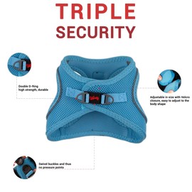 Tailpetz Blue Dog Harness Small Sized Dogs, Adjustable No Pull Step in Harness for Small Dog, Reflective Puppy Harness for Puppy Training, Small Dog Harness Boy Girl (Blue, S)