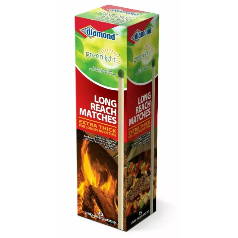 Diamond Greenlight Extra Long Reach Matches, Large Strike On Box
