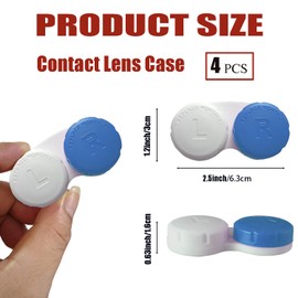 Kuanfine 4 Pack Contact Lens Case Leak Proof Travel Contact Case, Colored Contact Lens Storage Holder Container(Blue)