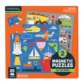 Mudpuppy On The Move Magnetic Puzzles from Mudpuppy - Includes Two 20-Piece Magnetic Puzzles, Colorful Illustrations, Portable Trifold Package Allows for Puzzling on The Go!, Ages 4+