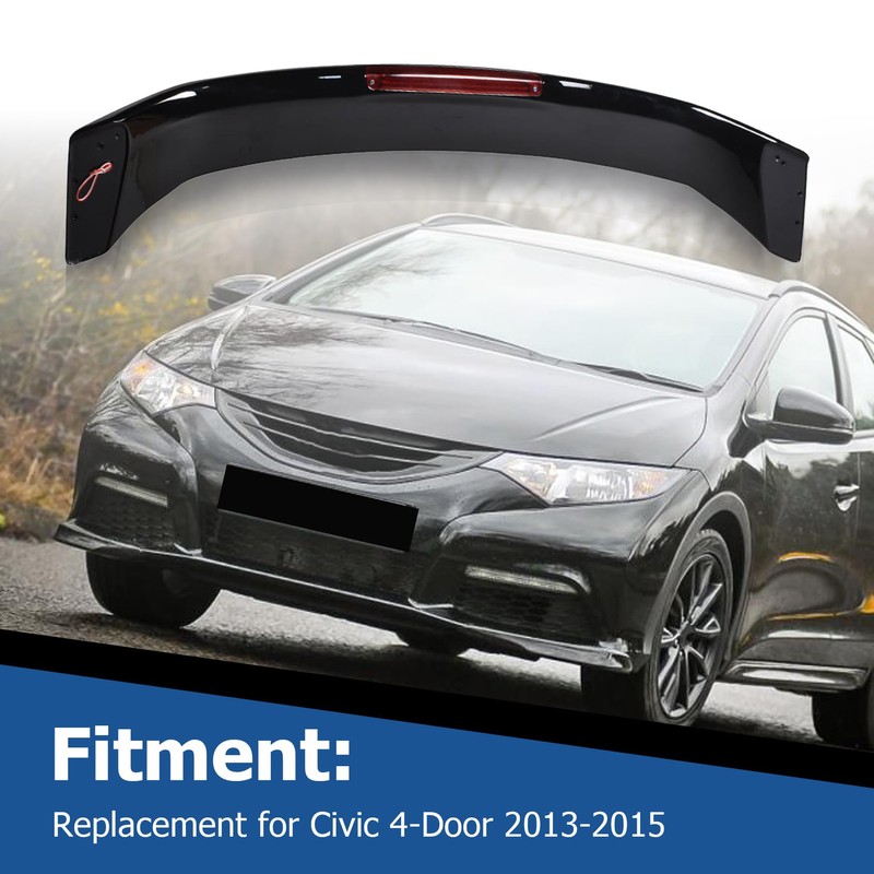 WFLNHB Glossy Black Trunk Spoiler Wing with Brake Light Lamp