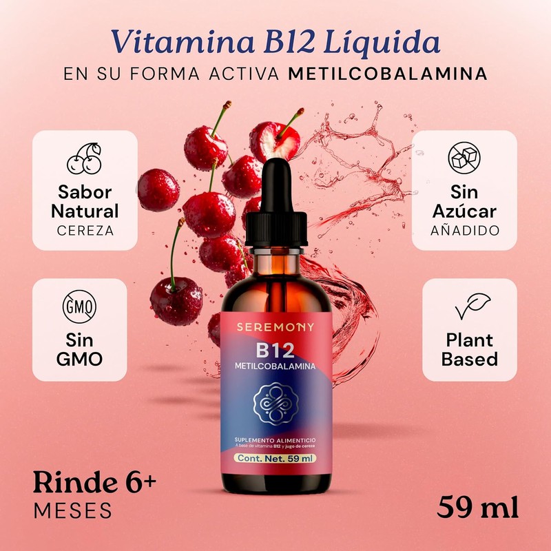 SEREMONY Vitamina B12 Metilcobalamina Sublingual Líquida en Gotas