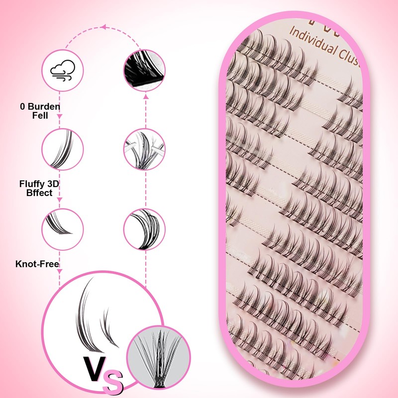Cat Eye Manga False Eyelashes - Natural, Fluffy, Lashes Cluster