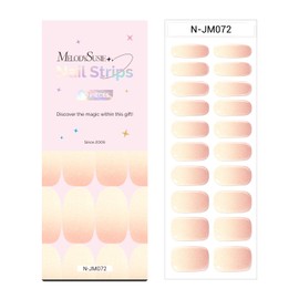 MelodySusie Semi Cured Gel Nail Strips (Pearly Pink Gradient)- Works with Nail lamp, Salon-Quality, Long Lasting, Easy to Apply & Remove - Includes 20Pcs, 2 Prep Pads, Nail File & Wooden Stick