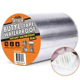 TAPEBEAR Butyl Tape Waterproof Sealant Tape 6inch x33feet, Aluminum Foil Duct Sealing Tape for RV Roof Repair, Boat and Pipe Sealing, Silicone, Glass & EDPM Roof Leak Patching, Silver