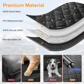 XHRING Dog Car Seat Cover for Honda CRV HRV CR-V HR-V LX EX EX-L EX-L Navi Touring 2000-2025 Back Seat Accessories, Scratchproof Pet Bench Backseat Covers with Two Big Pockets - Black Orange