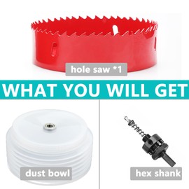 6 inch / 152mm Hole Saw with Dust Bowl HSS Bi-Metal Hole Drilling Cutter for Wood Boards Plastic and Thin Metal (6 inch / 152mm)