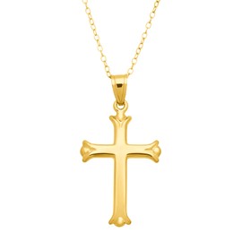 Finecraft Simple Cross Pendant Necklace in 10K Gold