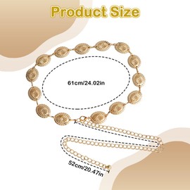 PMTFUMY Hollow Out Daisy Chain Belt for Stylish Looks,Western Metal Concho Belt,Women Gold Chain Belt,Hollow Out Round Net Chain Belt for Dresses Jeans Cowgirl Adjustable Boho Waist Chain