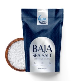 Baja Sea Salt – Hand-Harvested, 454g, Sun-Dried, 90+ Elements, Low-Sodium Gourmet Salt – Premium Cooking & Health-Friendly Seasoning – Resealable Pouch