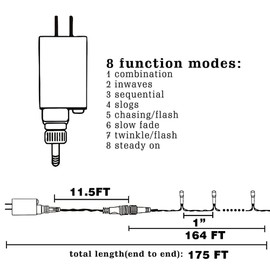Dazzle Bright Warm White Christmas String Lights, 164ft 2000 LED Waterproof Green Wire Fairy Lights with 8 Modes, Outdoor Lights for Xmas Tree Holiday Wedding Party Christmas Decorations