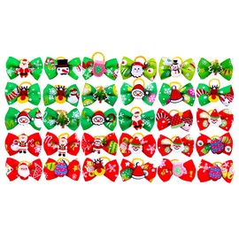 Dog Hair Bows, 20 Pack Dog Bows, Multicolor Cat Dog Bow, Rhinestone Beads Flowers Topknot for Pet Hair Accessories