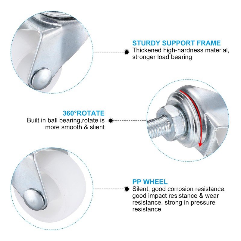 PATIKIL 1.2 Inch Stem Casters, 8 Pack Wire Shelf Caster