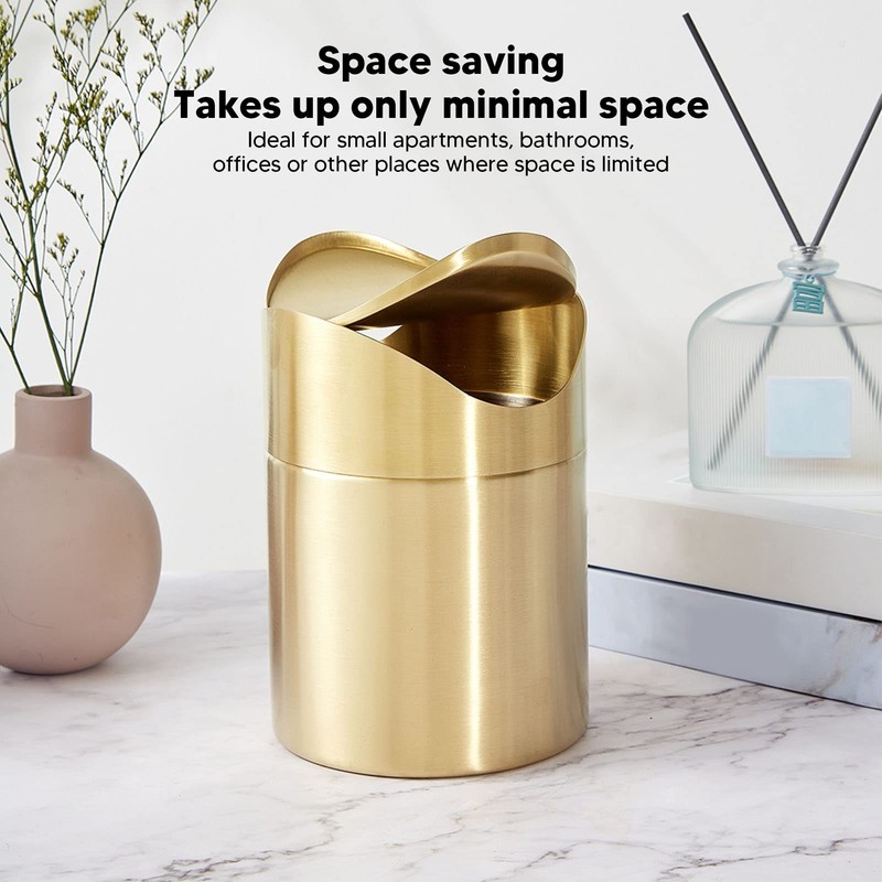 Mini Countertop Trash Can, Stainless Steel Desktop Trash Cans Swing