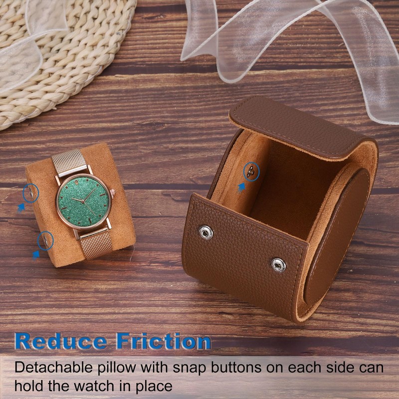 QUARKZMAN Watch Roll Travel Case Single Space Portable Leather Storage