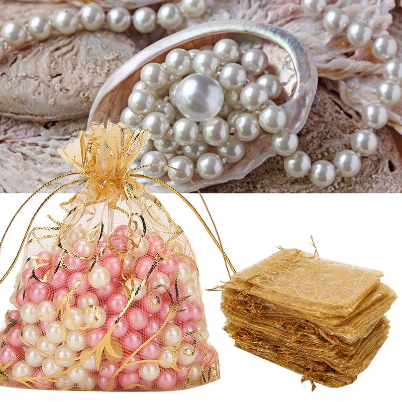 100pcs 9 x 12cm Organza Drawstring Pouch Multi Purpose Jewlery