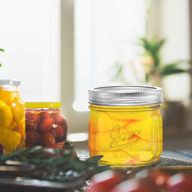 Lyellfe 12 Pack Wide Mouth Mason Jars, 12 Oz Glass