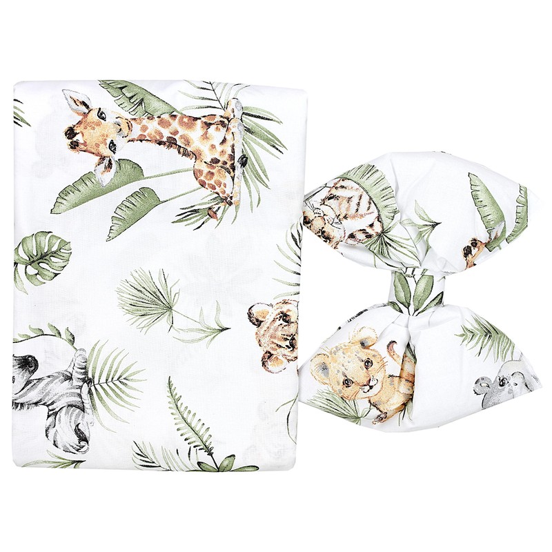 TupTam Baby Cot Canopy with Crown and Bow, Safari/Lion/Brown/Leaves/Green, ca.