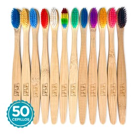 Cepillo De Dientes Bambu Biodegradable Ecologico Adulto 50pz Color Surtido