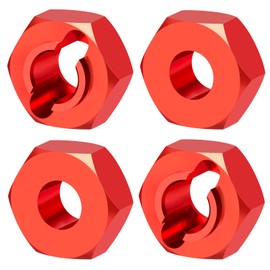JGGZONE 4PCS Aluminum Wheel Hex Hub Extenders Adaptor Combiner Coupler RC Wheel Hex Drive Adapter Compatible with Losi 1/24 Micro-B 2WD Buggy Upgrade Parts (Red)