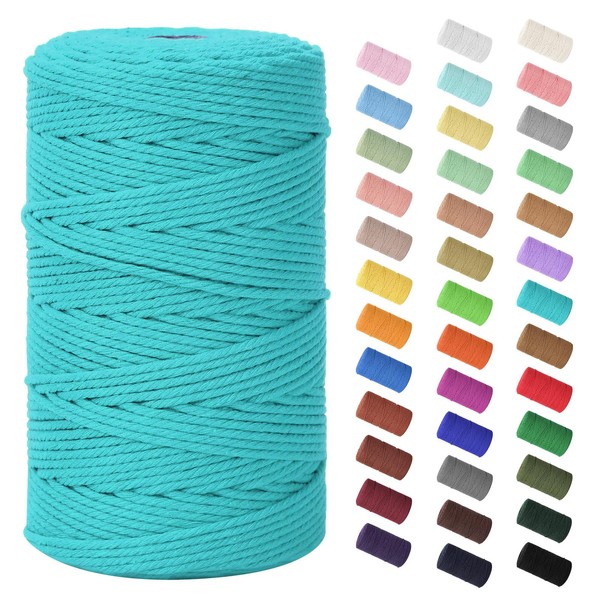HOMEBOBO Macrame Cord 3mm x 220Yards (656Feet)Natural Cotton Macrame Rope