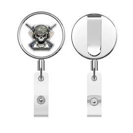 War Face Label Round ID Badge Key Card Tag Holder Badge Retractable Reel Badge Holder with Belt Clip