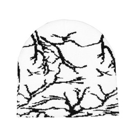 Taowave Arcteryx Beanie,Y2K Lightning Pattern Wool Acrylic Knitted Hat Wool Streetwear Headwear Winter Knit Beanies Hats for Men Women (US, Alpha, One Size, White Black)