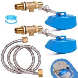 1/2 Inch Brass Float Valve for Water Tank with Hose Auto Shut Off Pool Fill Valve Automatic Fill Float Ball Valve for Stock Fountains Livestock Waterer Troughs (1/2 Inch Float Valve, 2)