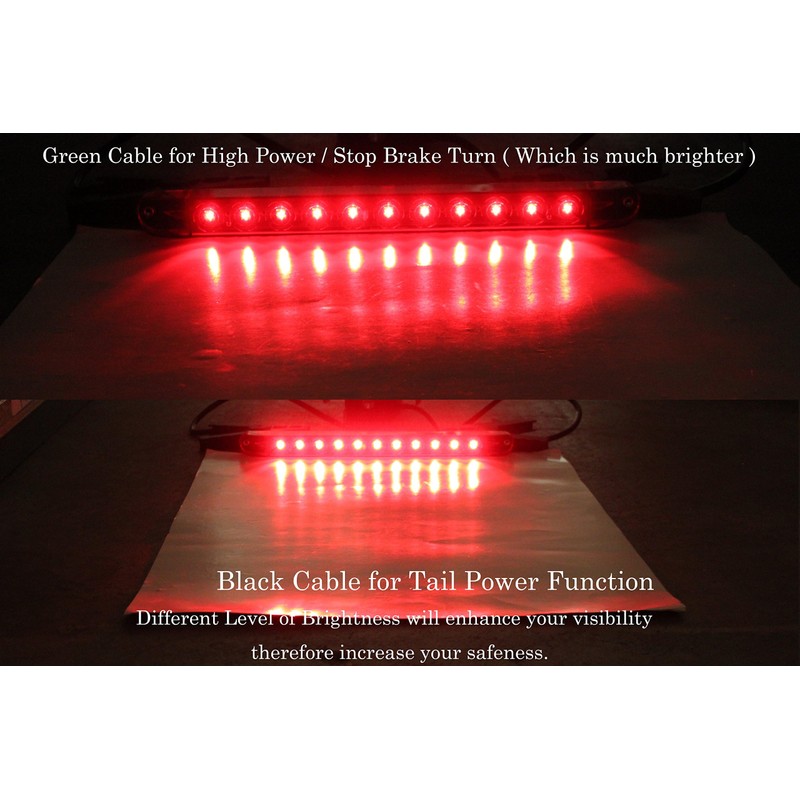 usamjtable 17" 11 LED Trailer Light Bar Sealed Stop Turn