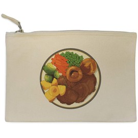 'Roast Dinner Plate' Canvas Clutch Bag/Accessory Case (CL00039081)